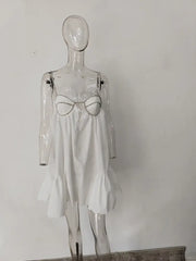 Cold White Flowers Mini Dress