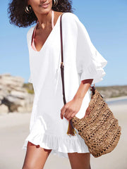 V-Neck See Swim Dress