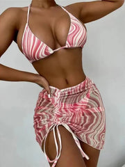 Printed Pleated Swim Dress