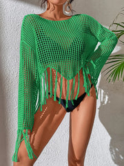 Cropped Tassel Mesh Overlay