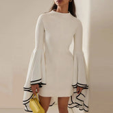 Dress with RUFFLE SLEEVS - White
