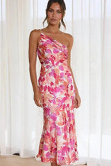 FLORA - One-Shoulder Floral Midi Dress
