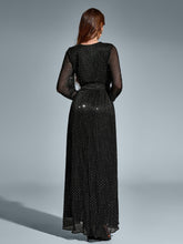 V-Neck Side Split Tie Round Dot Ruched Maxi Dress