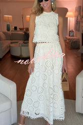 Capri Bloom Skirt �Embroidered Lace Tassel Midi