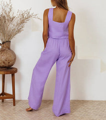 Meganâ„?- Minimalist Top and Wide-Leg Pants Set