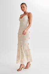 Rosette Sheer Knit Maxi Dress