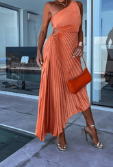Skylar Women's Maxi Dress | One-Shoulder, Pleated