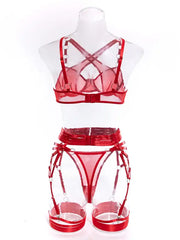 Hard To Keep - 3-Piece Velvet Lingerie Set