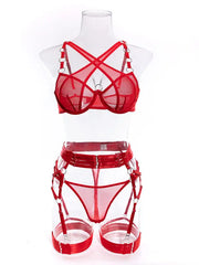 Hard To Keep - 3-Piece Velvet Lingerie Set