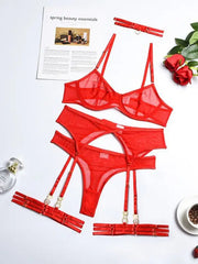 Holiday Romance Mesh 4 Piece Garter Set