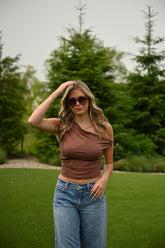 Saddie Top- Brown