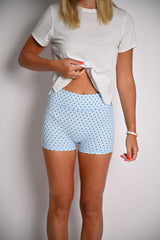 Polka Dot Biker Shorts- Blue