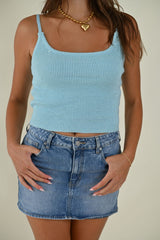 Playful Knit Tank Top- Blue