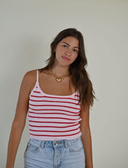 Playful Knit Tank Top- Pink