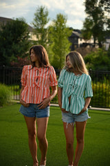 Bow Bliss Striped Top - Green