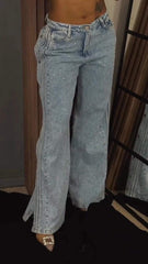 Starlit Side-Slit Denim �Rhinestone Glow Edition