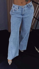 Starlit Side-Slit Denim �Rhinestone Glow Edition