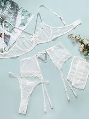 Lace 3 Piece Garter Lingerie Set
