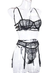 Lace Dreams 3 Piece Garter Set - Lingerie