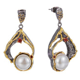 Gothic Hyperbole Geometric with Exaggerated Pearl Woman Earrings