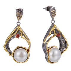 Gothic Hyperbole Geometric with Exaggerated Pearl Woman Earrings