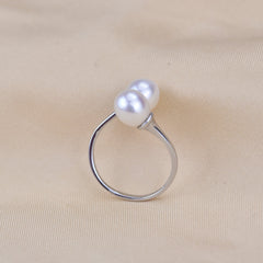 Natural Double Faced 925 Sterling Freshwater Pearl Rings