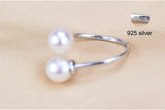 Natural Double Faced 925 Sterling Freshwater Pearl Rings