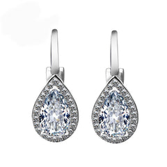 Office Style 925 Sterling Silver Water Drop Sapphire Amethyst Gemstone Woman Earrings