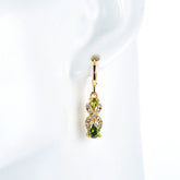 Genuine 925 Sterling with Green Peridot Elegant Gemstone Woman Drop Earrings