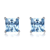 Korean Authentic 925 Sterling Silver Emerald Gemstone Woman Stud Earrings