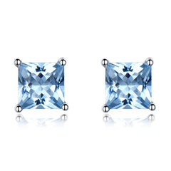 Korean Authentic 925 Sterling Silver Emerald Gemstone Woman Stud Earrings