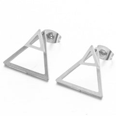 Minimalism Gold Silver Color Geometric Round Stainless Steel Woman Earring