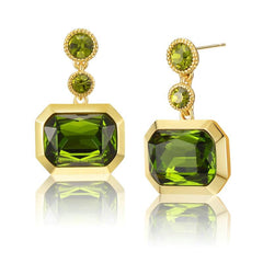 Copper Square Big Olive Green Crystal Woman Drop Earrings