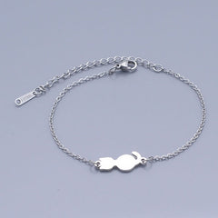 100% Stainless Steel Dainty Kitty Cat Charm Bracelet