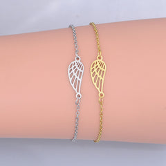 100% Stainless Steel Dainty Angel Wing Charm Bracelet