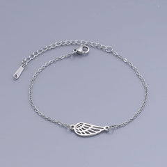 100% Stainless Steel Dainty Angel Wing Charm Bracelet