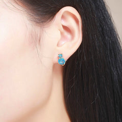 Trendy Gold Color Cute Cat Clear Zircon Stud Earrings