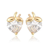Cute Heart Cut Cubic Zircon Multi Color Strawberry Small Stud Earrings