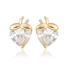 Cute Heart Cut Cubic Zircon Multi Color Strawberry Small Stud Earrings