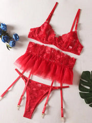 Say Yes Lace Garter Lingerie Set 3-Piece