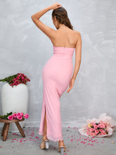 Split Thigh Ruched Tube Dress