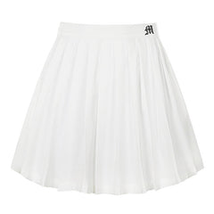 White Preppy Plaited Midi Skirts