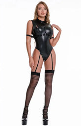 Zip-Up Patent Leather Teddy Lingerie
