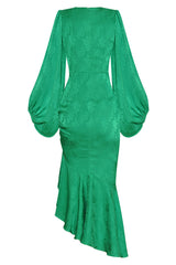 Round Collar Waist Irregular Fishtail Dress