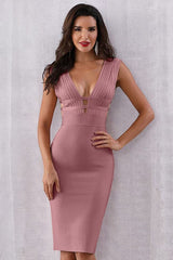 Plunge Neck Bandage Dress