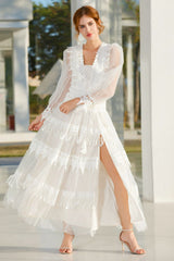Murphy White Lace Mesh Maxi Dress
