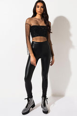 Black Stone Mesh Blouse