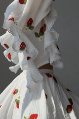 Ruffled Strawberry Print Skirt Set