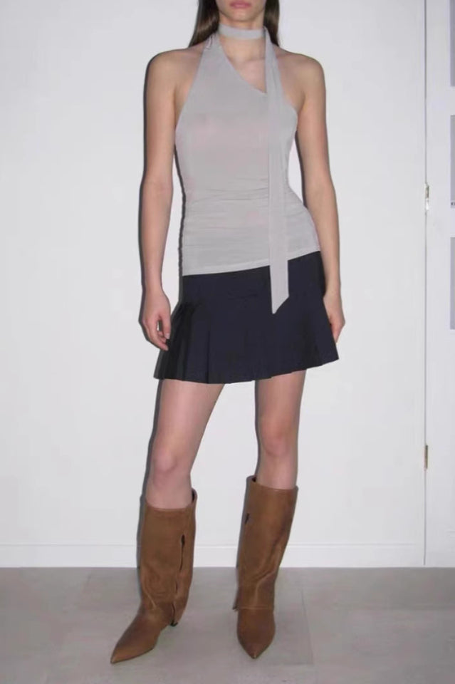 Pleated Plaid Skirt