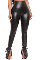 Faux Leather Split Flare Pants
